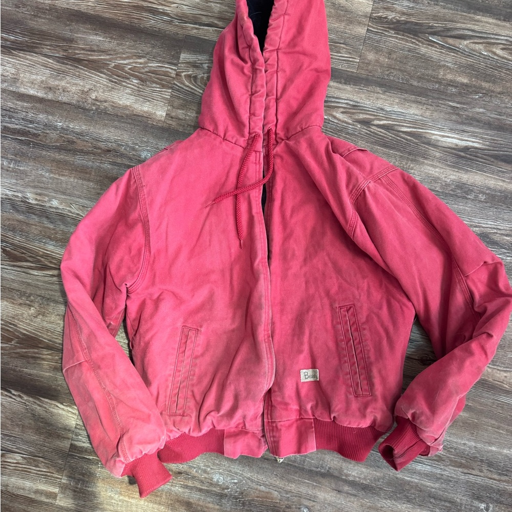 Red Utility Jacket Lightweight Hooded